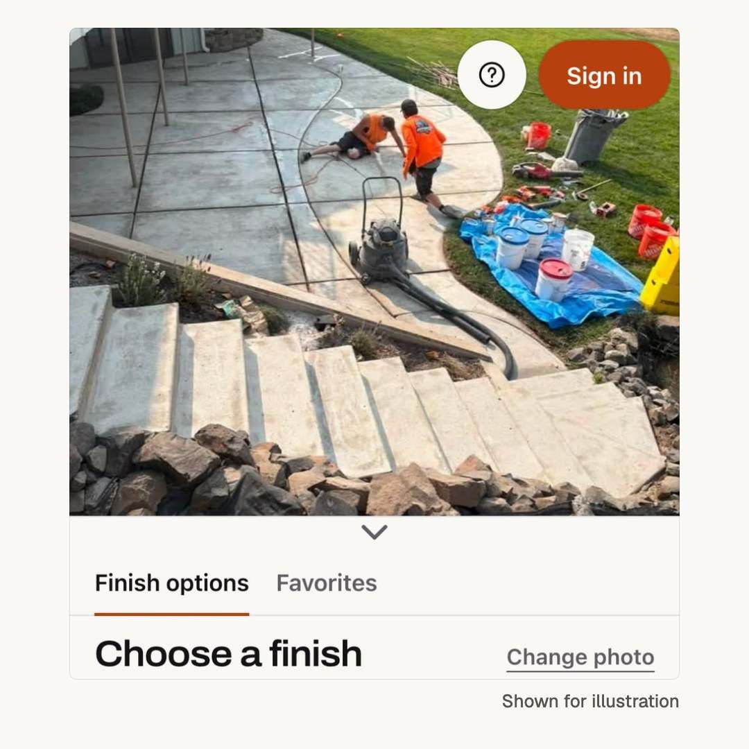 The Floor Visualizer with a contractor's patio photo loaded, ready for an epoxy finish