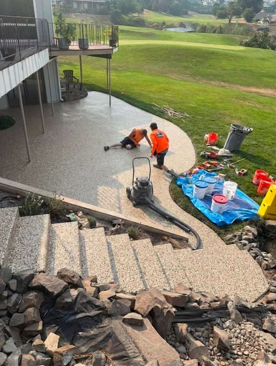 A contractor's patio in Shoreline flake, an illustrative AI preview rendered by the Floor Visualizer