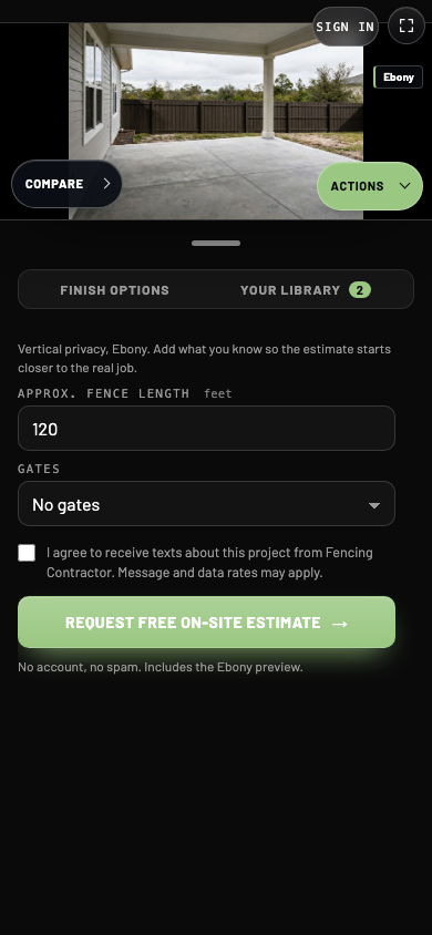 Text message consent and the Request free on-site estimate button